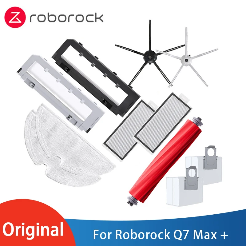 Roborock Q7 Max + 세척 가능 필터 액세서리, 메인 브러시, 걸레 사이드 브러시, 먼지 봉투, 로봇 진공 청소기 부품 옵션