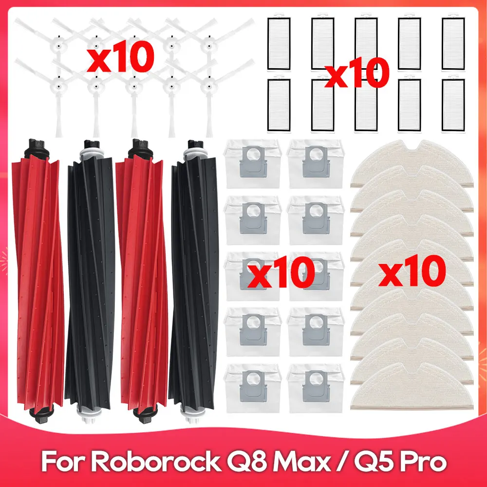 Roborock Q8 Max / Q8 Max Plus / Q5 Pro Plus 롤러 사이드 브러시 필터 모핑 먼지 가방 로봇 청소기 액세서리 스페어 파트와 호환