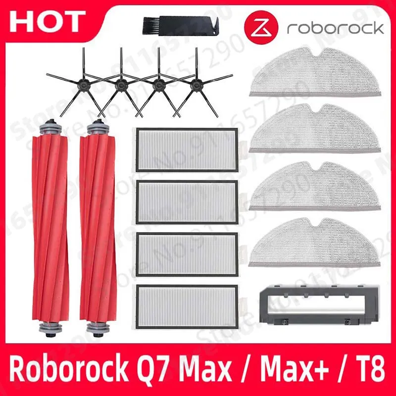 Roborock 예비 부품 메인 사이드 브러시 헤파 필터 걸레 커버, 교체 진공 청소기 액세서리, Q7 Max, Max +, T8